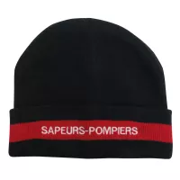 Bonnet pompier marine à bande rouge